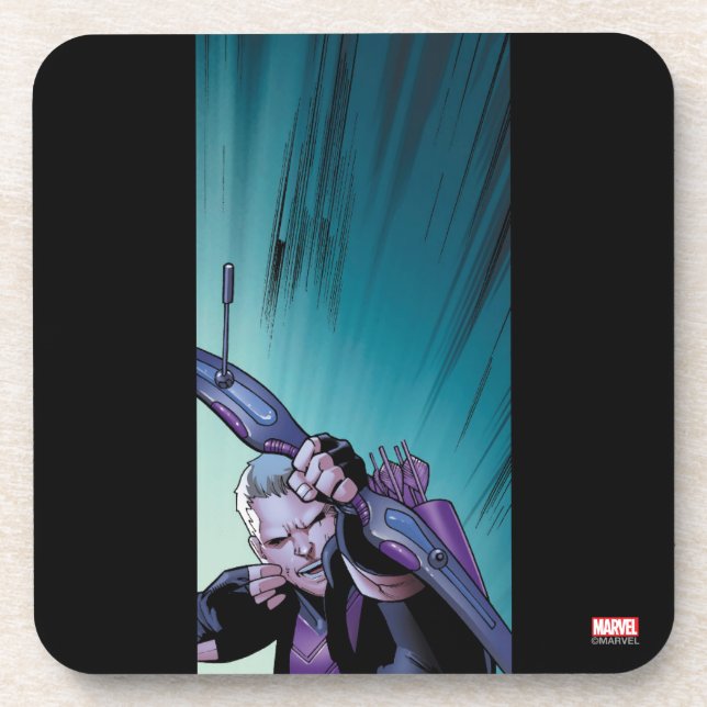 Hawkeye Firing Arrows Comic Panel Drink Coaster (Front)