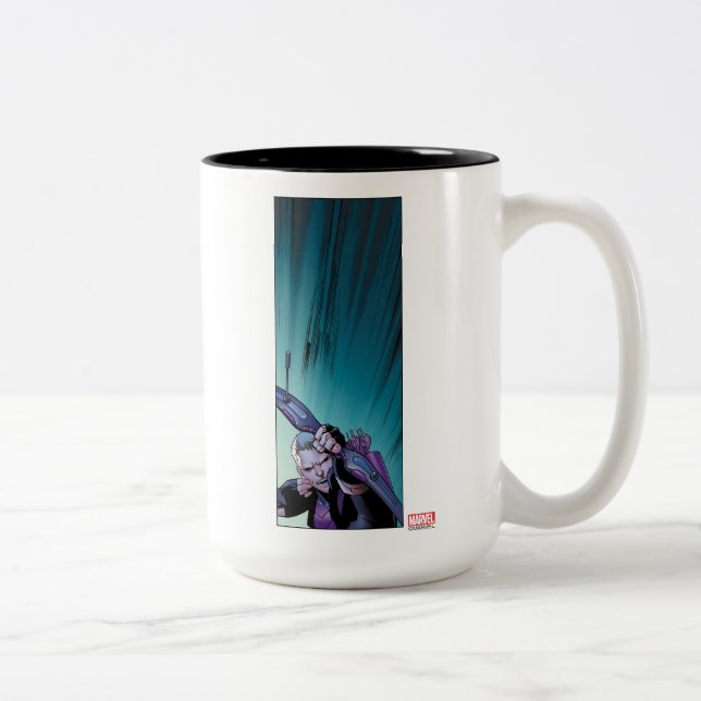 Hawkeye Firing Arrows Comic Panel Two-Tone Coffee Mug (Right)