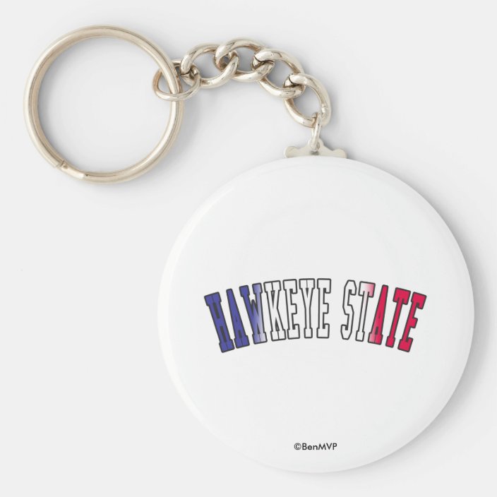 Hawkeye State in State Flag Colors Keychain