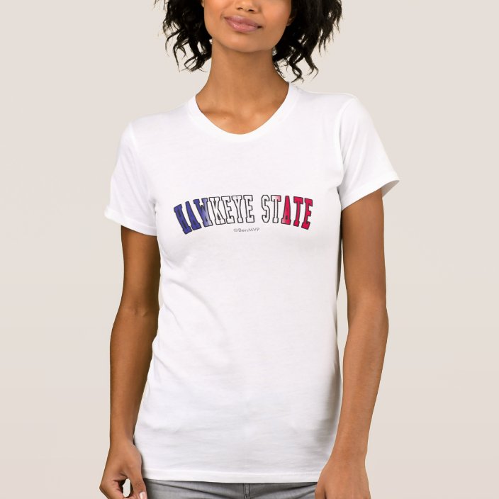 Hawkeye State in State Flag Colors Tshirt