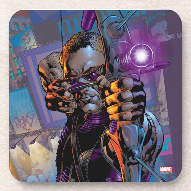 Hawkeye Taking Aim Beverage Coaster (Front)