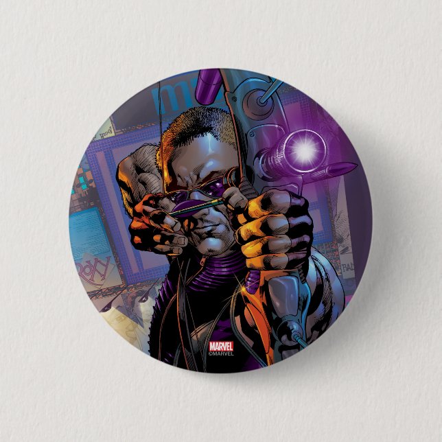 Hawkeye Taking Aim Pinback Button (Front)
