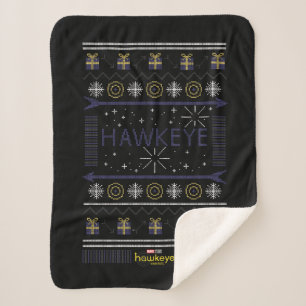Hawkeye Winter Holiday Graphic Sherpa Blanket