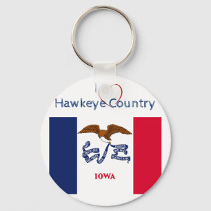 Hawkeyes Iowa Patriotic Flag Button Keychain