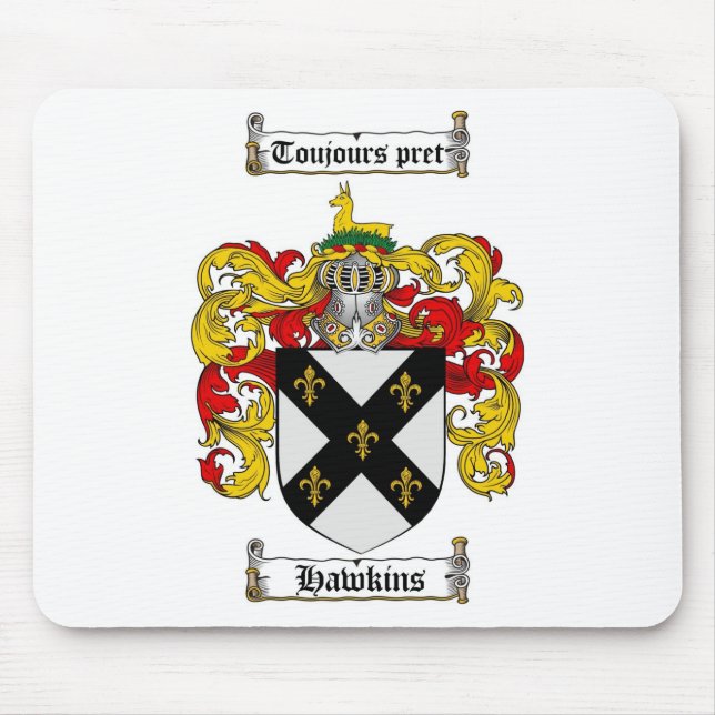 HAWKINS FAMILY CREST -  HAWKINS COAT OF ARMS MOUSE PAD (Front)