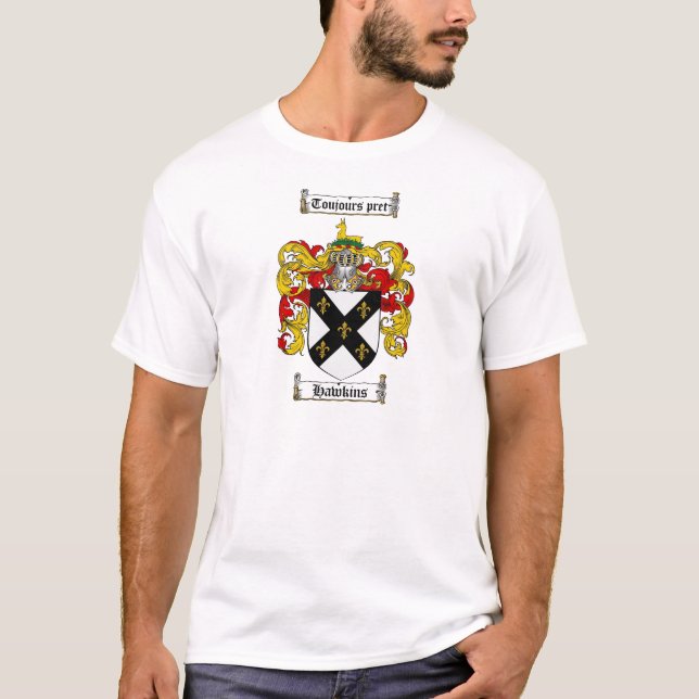 HAWKINS FAMILY CREST -  HAWKINS COAT OF ARMS T-Shirt (Front)