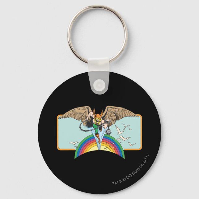 Hawkman Flies Thru Sky Keychain (Front)