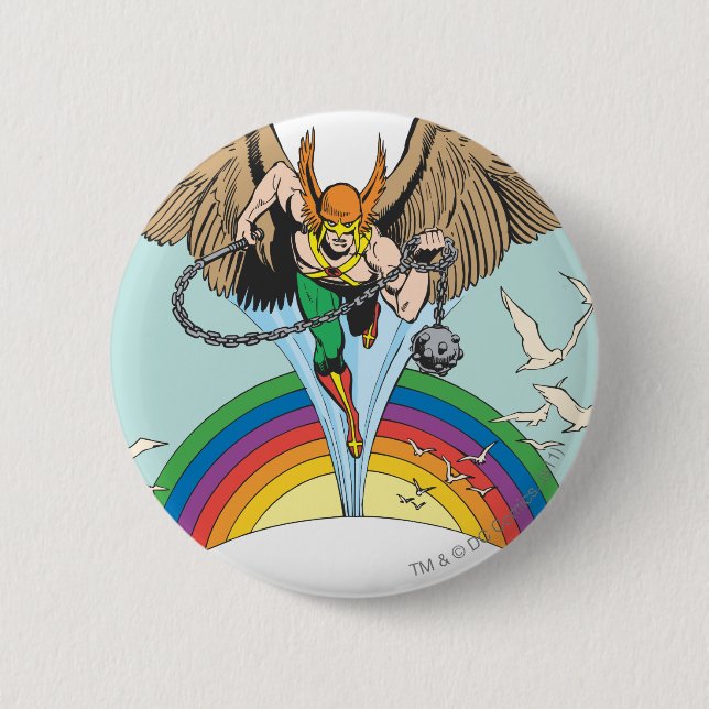 Hawkman Flies Thru Sky Pinback Button (Front)