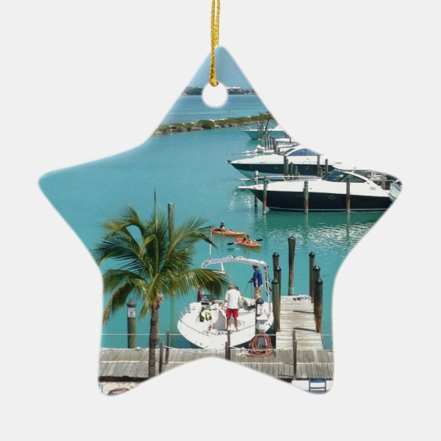 Hawk's Cay Marina Ceramic Ornament (Front)