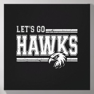Hawks High School Sports Fan Team Spirit Vintage Canvas Photo Tile