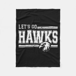Hawks High School Sports Fan Team Spirit Vintage Fleece Blanket