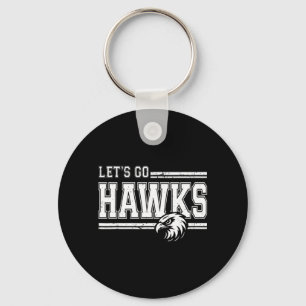 Hawks High School Sports Fan Team Spirit Vintage Keychain