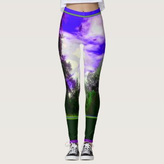 Hawks In Sky in Purple Green Leggings