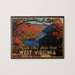 Hawks Nest SP West Virginia Jigsaw Puzzle<br><div class="desc">The luscious colors of fall make this scene from Hawks Nest State Park in West Virginia a winner.  Overlooking the New River Gorge National River,  it boasts trees,  mountains and water... breathtaking.</div>