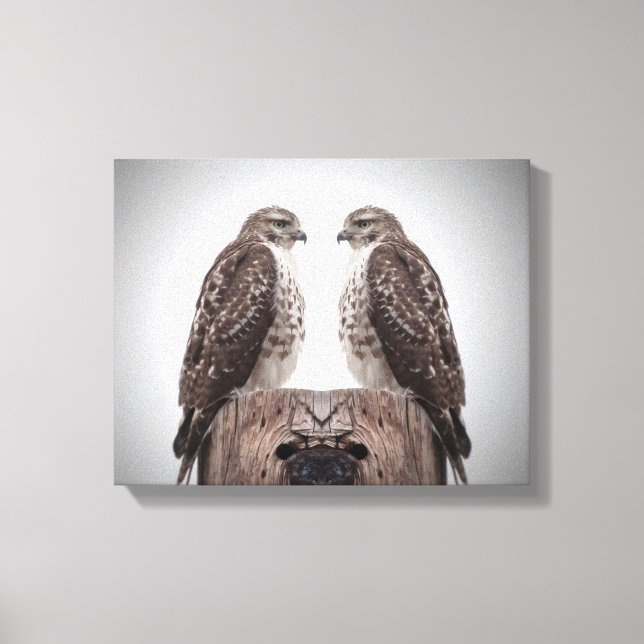 Hawks on a post canvas print (Front)