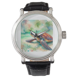 Hawksbill Sea Turtle 230924AREF111 - Watercolor Watch