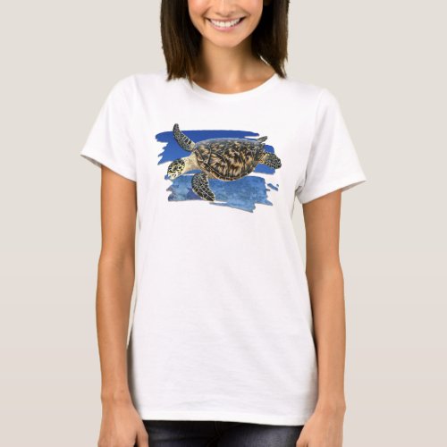Hawksbill Sea Turtle in Habitat T_shirt