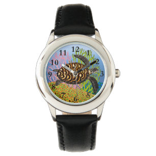 Hawksbill Sea Turtle on Coral Reef Kids Watch