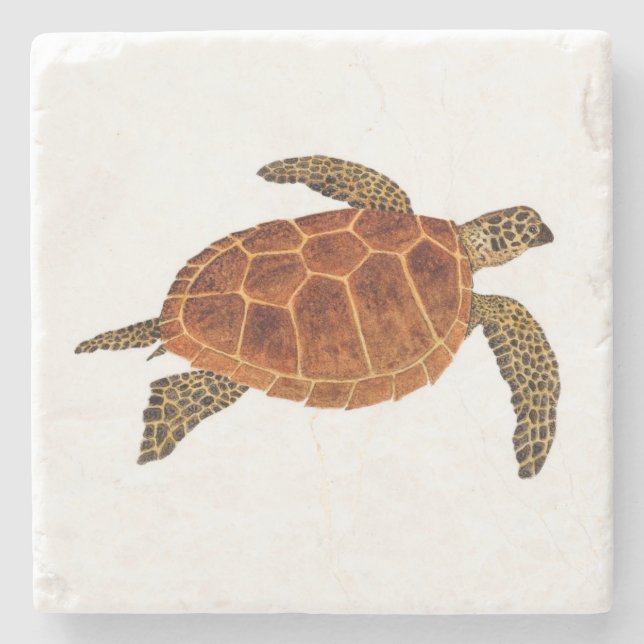 Hawksbill sea turtle stone coaster (Front)