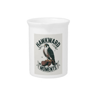 Hawkward Moments - Funny Hawk & Bird Lover Pun Art Beverage Pitcher