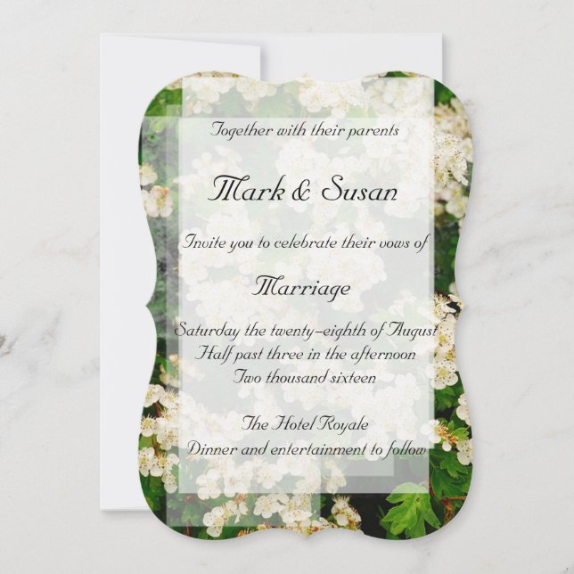 Hawthorn Blossom Wedding Invitation (Front)
