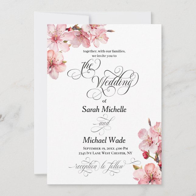 Hawthorn Elegant Calligraphy Wedding Invitation (Front)