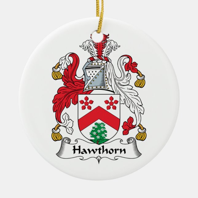 Hawthorn Family Crest Ceramic Ornament (Front)