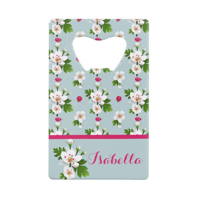 Hawthorn Flowers Credit Card Bottle Opener (Front)