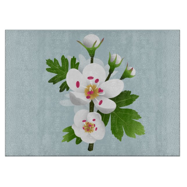 Hawthorn Flowers Cutting Board (Front)