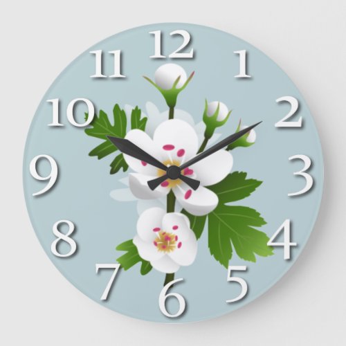 Hawthorn Flowers Large Clock