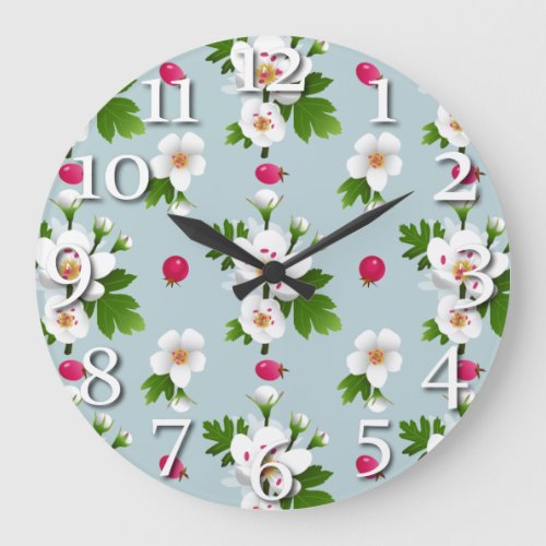 Hawthorn Flowers Large Clock