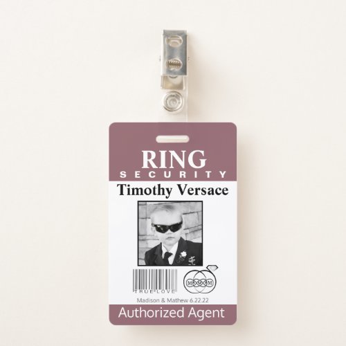 Hawthorn Rose Ring Bearer Security Badge