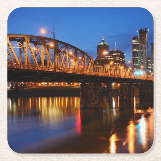 Hawthorne Bridge Square Paper Coaster (Front)