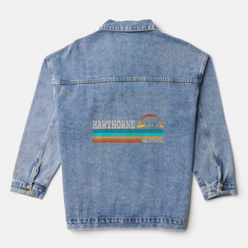 Hawthorne California State Bear Retro Sunset    Denim Jacket