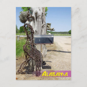 Hay Bale Art - Iron Woman Mailbox Postcard