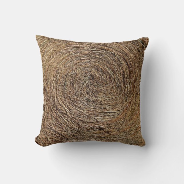 Hay Bale, Barn Theme Throw Pillow (Front)