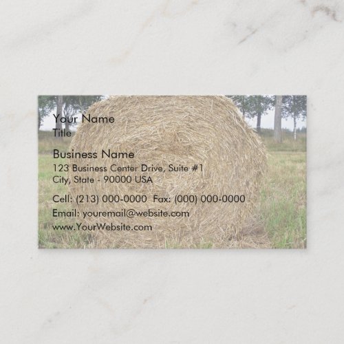 Hay bale in a field business card