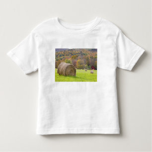 Hay bales and fall foliage on farm, toddler t-shirt