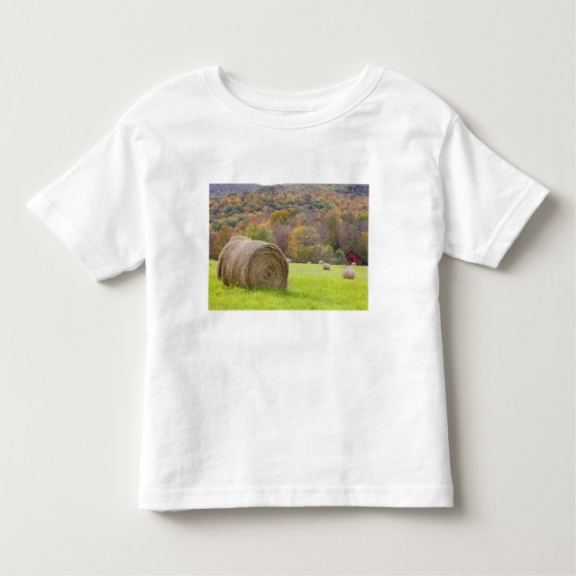 Hay bales and fall foliage on farm, toddler t-shirt (Front)