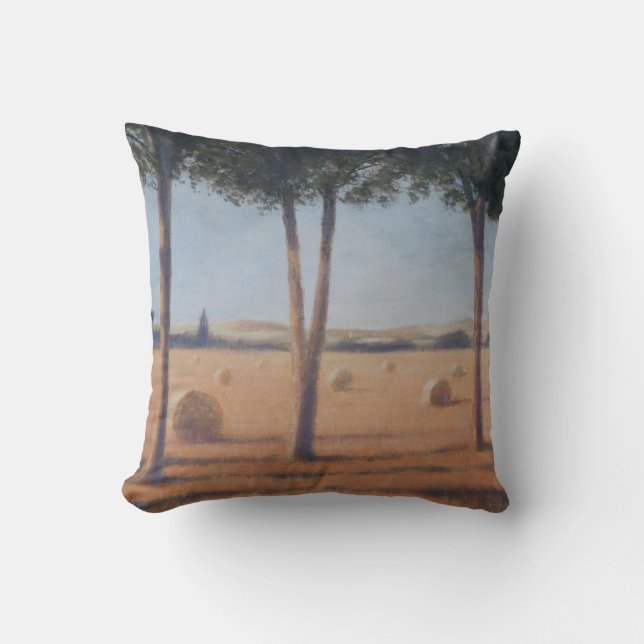Hay Bales and Pines Pienza 2012 Throw Pillow (Front)