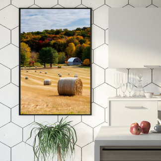 Hay Bales In The Fall Poster