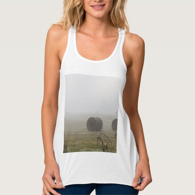 Hay Bales In The Fog Tank Top (Front)