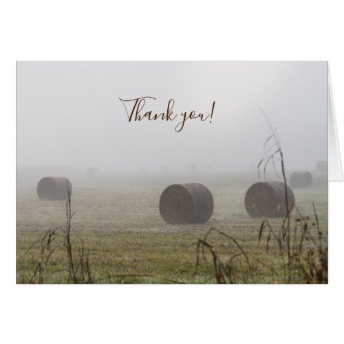 Hay Bales In The Fog Thank You Card