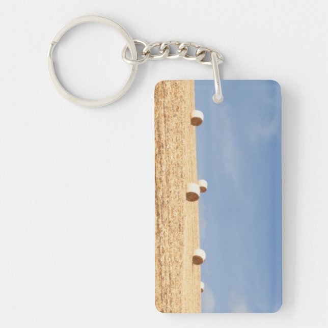 Hay Bales on Field Keychain (Front)