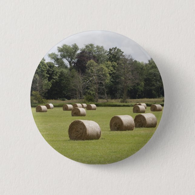 Hay bales pinback button (Front)