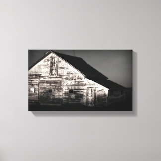 Hay Barn in Black and White Canvas Print
