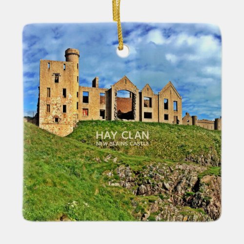 Hay Clan Tartan New Slains Castle Xmas Ceramic Ornament