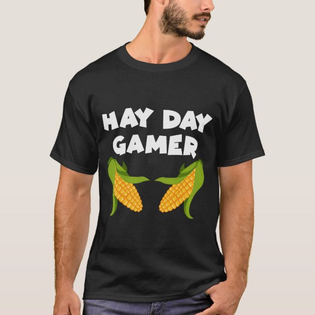 Hay Day Gamer Funny Corn Farmer T-Shirt (Front)