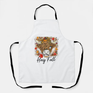 Hay Fall Highland Cow Leopard Thanksgiving Heifer  Apron