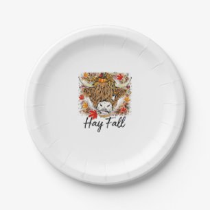 Hay Fall Highland Cow Leopard Thanksgiving Heifer Paper Plates